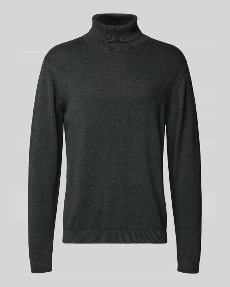 Jack & Jones Rollkragenpullover mit Rippenbündchen Dunkelgrau