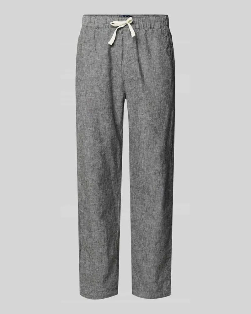 Tommy Hilfiger Regular Fit Weite Hose aus Leinen-Baumwoll-Mix Gruen