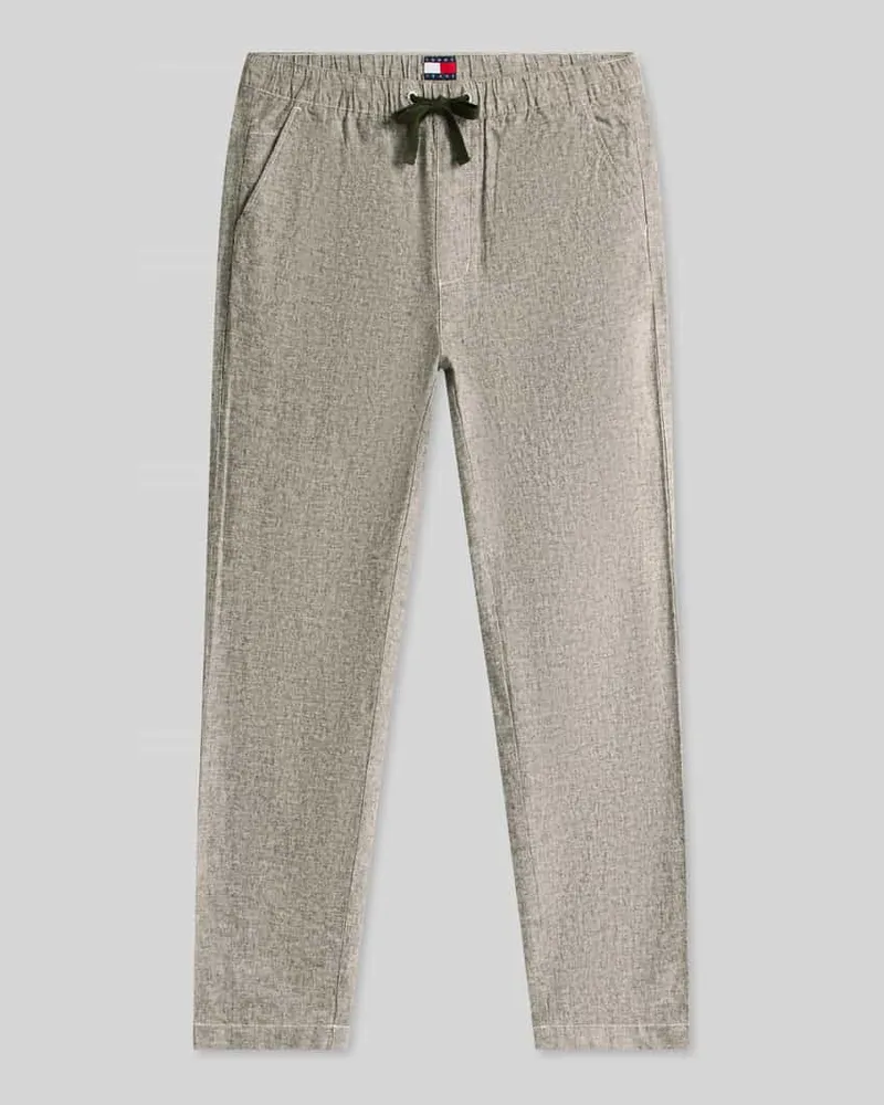 Tommy Hilfiger Regular Fit Weite Hose aus Leinen-Baumwoll-Mix Gruen