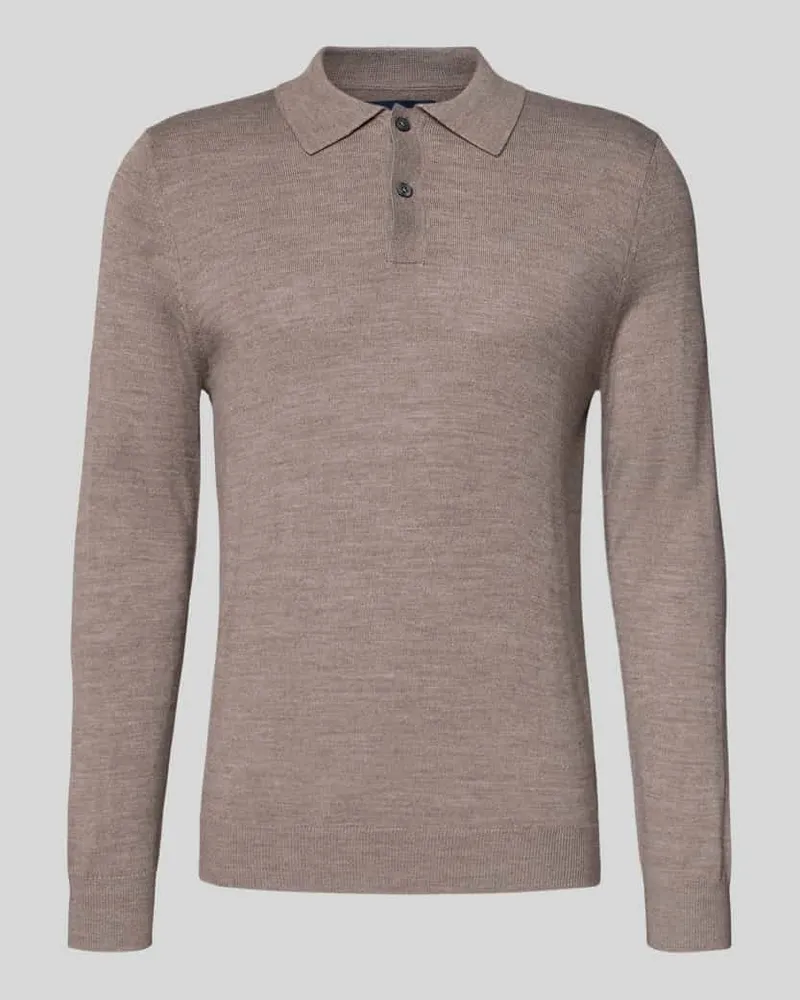 Christian Berg Strickpullover aus Merino-Mix mit Polokragen Mud