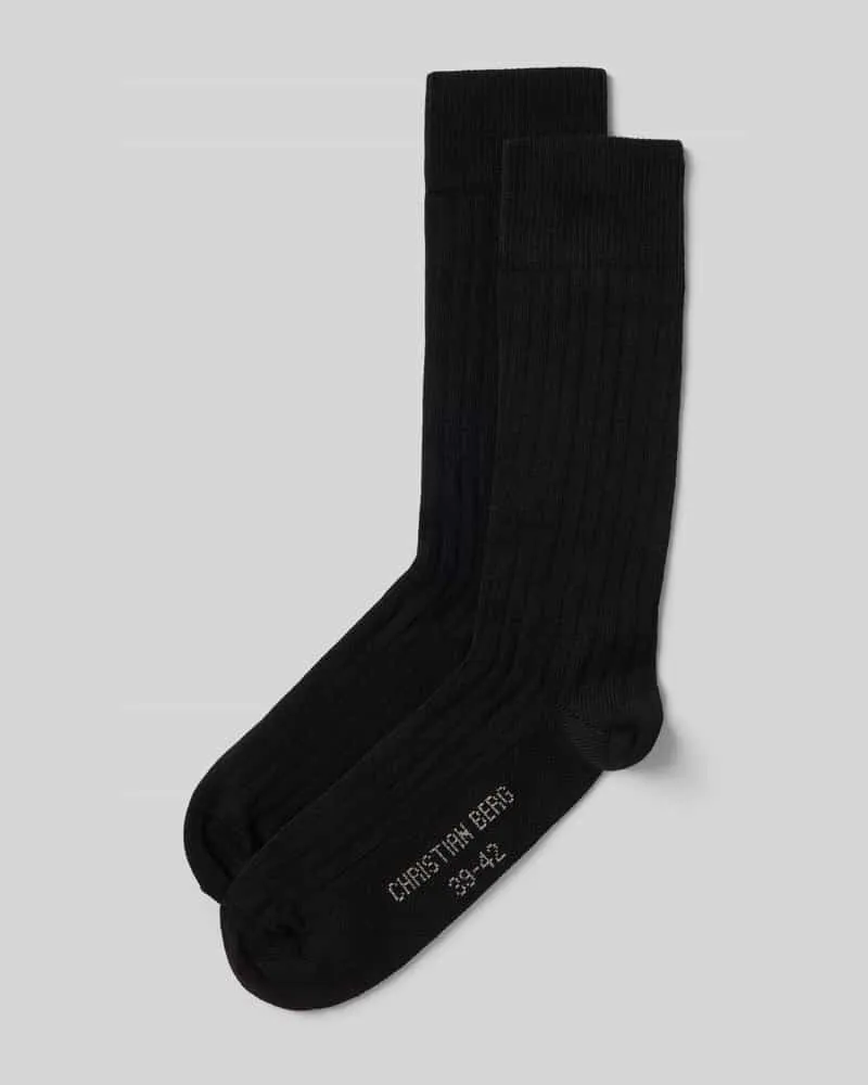 Christian Berg Socken mit Label-Print im 2er-Pack Black