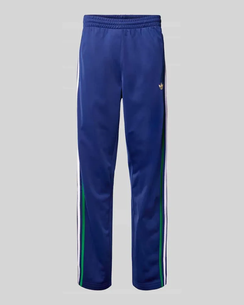 adidas Regular Fit Sweatpants mit mehrfarbigen Kontraststreifen Modell 'FIREBIRD TP Dunkelblau