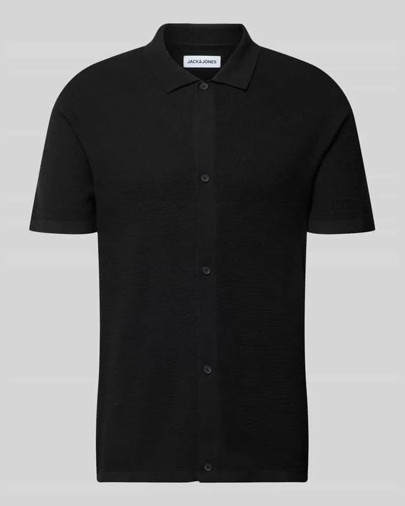 Jack & Jones Regular Fit Freizeithemd mit Polokragen und Knopfleiste Black