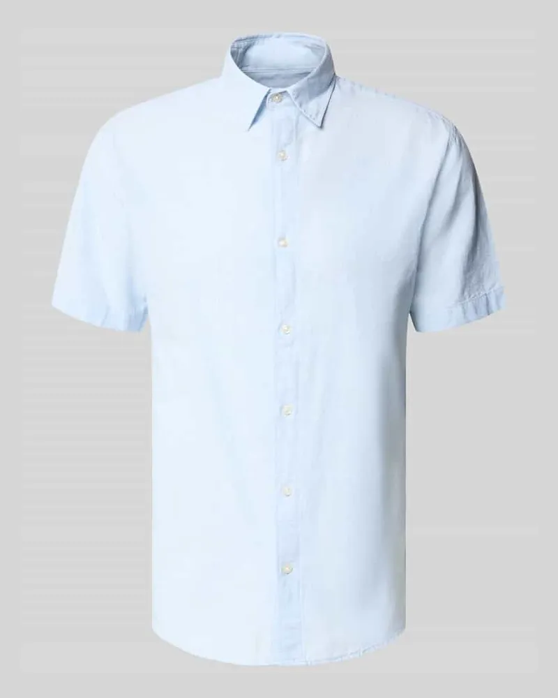 Jack & Jones Regular Fit Freizeithemd aus Baumwoll-Leinen-Mix Hellblau