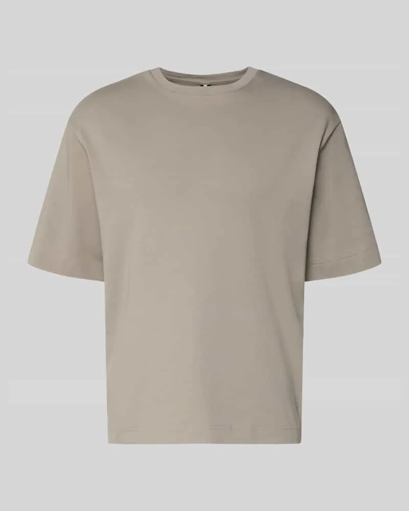 Profuomo T-Shirt mit Logo-Print und Rundhalsausschnitt Hellgrau