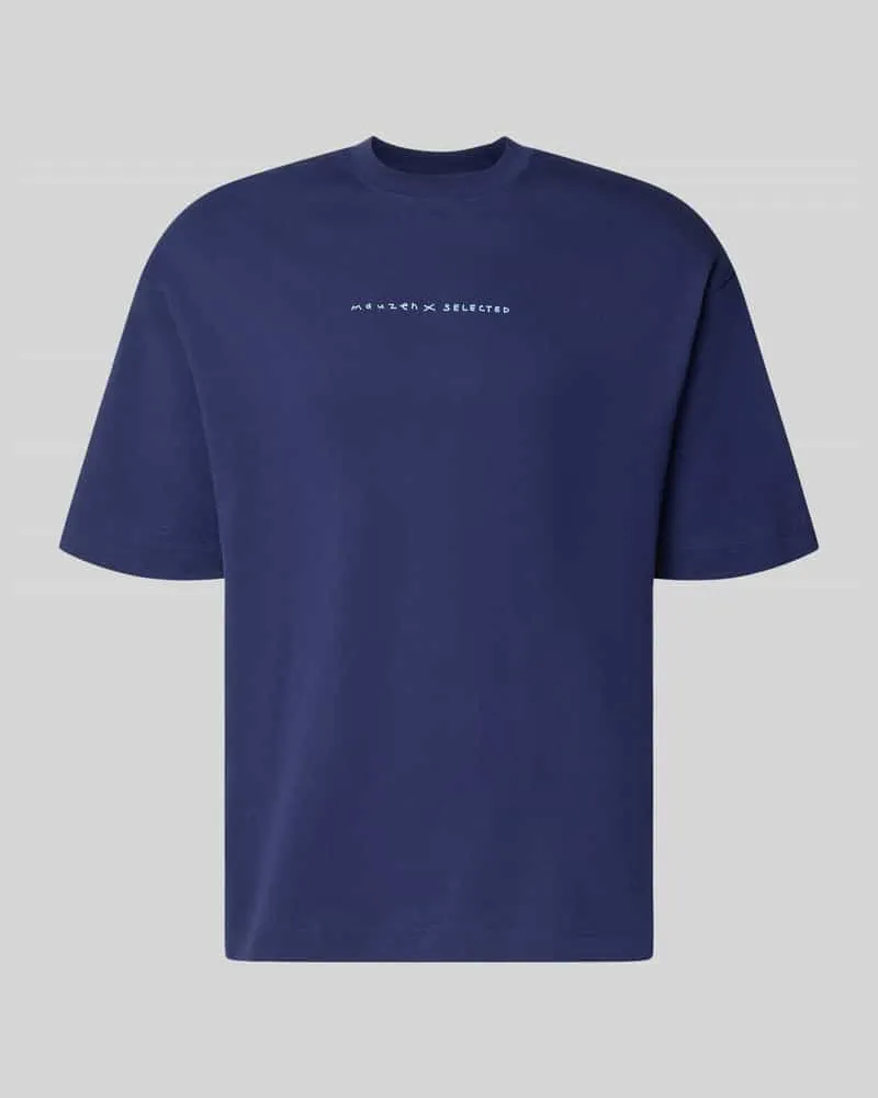 Selected Homme Relaxed Fit T-Shirt aus reiner Baumwolle Modell 'NORMAN Marine
