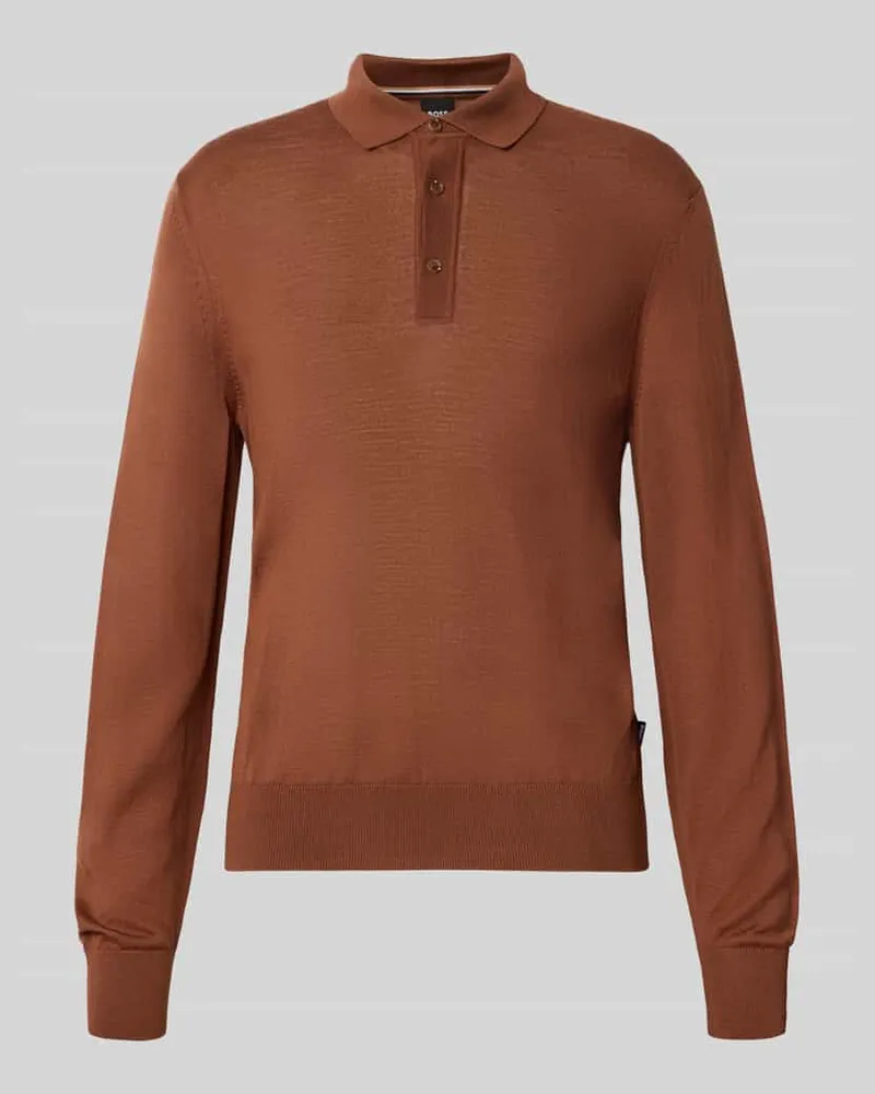 HUGO BOSS Regular Fit Poloshirt aus reiner Wolle Modell 'Lancione Beige