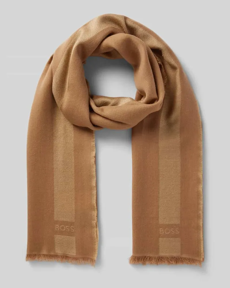 HUGO BOSS Schal mit dezenten Streifen Beige