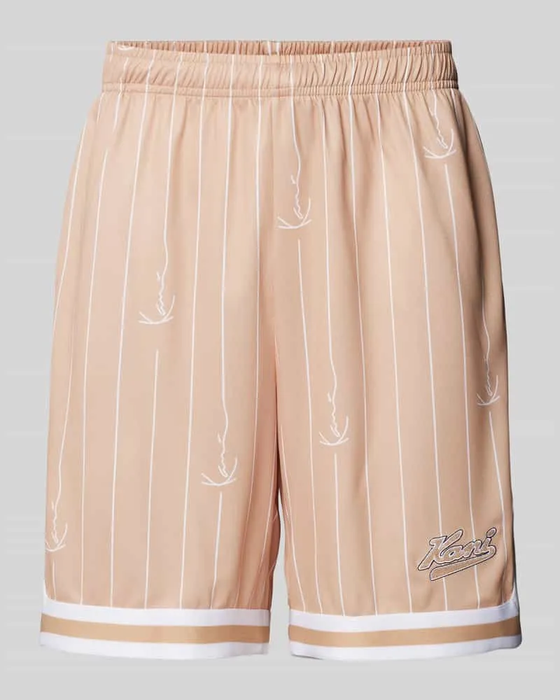 Karl Kani Regular Fit Sweatshorts mit Label-Stitching Sand