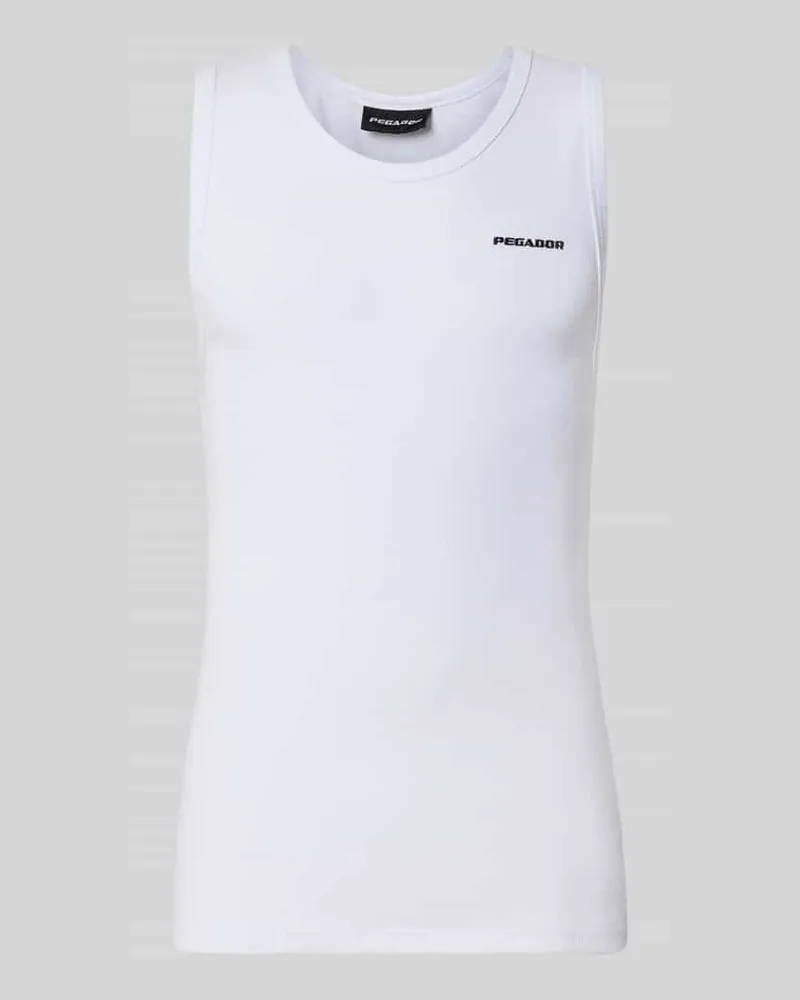 PEGADOR Tanktop mit Logo-Stitching und Rundhalsausschnitt Weiss