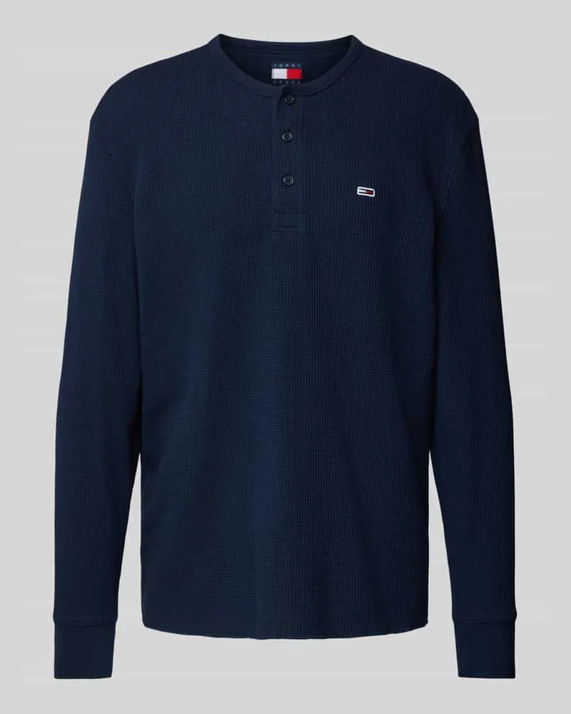 Tommy Hilfiger Regular Fit Longsleeve mit Logo-Stitching Modell 'HENLEY Marine