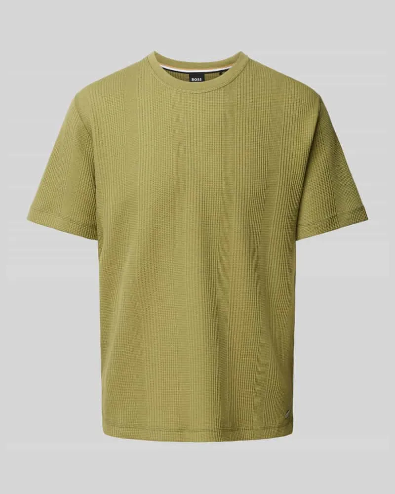 HUGO BOSS T-Shirt mit geripptem Rundhalsausschnitt 