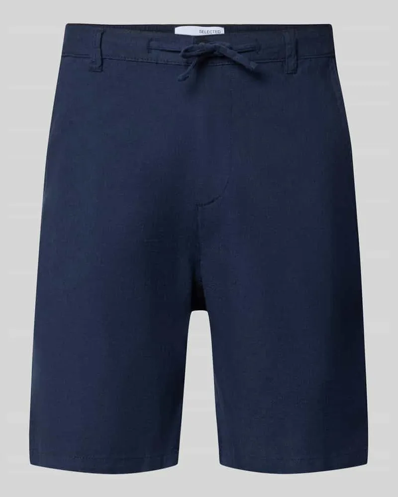 Selected Homme Regular Fit Bermudas aus Baumwoll-Leinen-Mix Modell 'BRODY Marine
