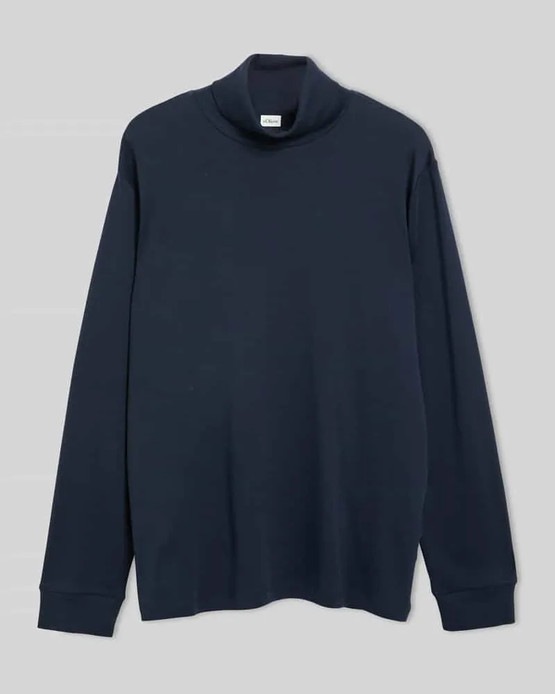 S.Oliver Langarmshirt mit Rollkragen Jersey Marine