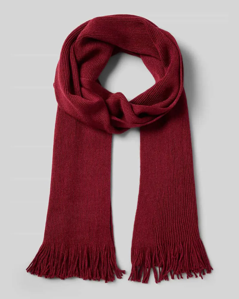 Christian Berg Schal aus Woll-Mix mit Fransen Dunkelrot
