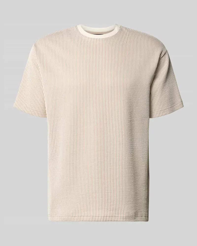 McNeal T-Shirt mit Strukturmuster und Rundhalsausschnitt Mud