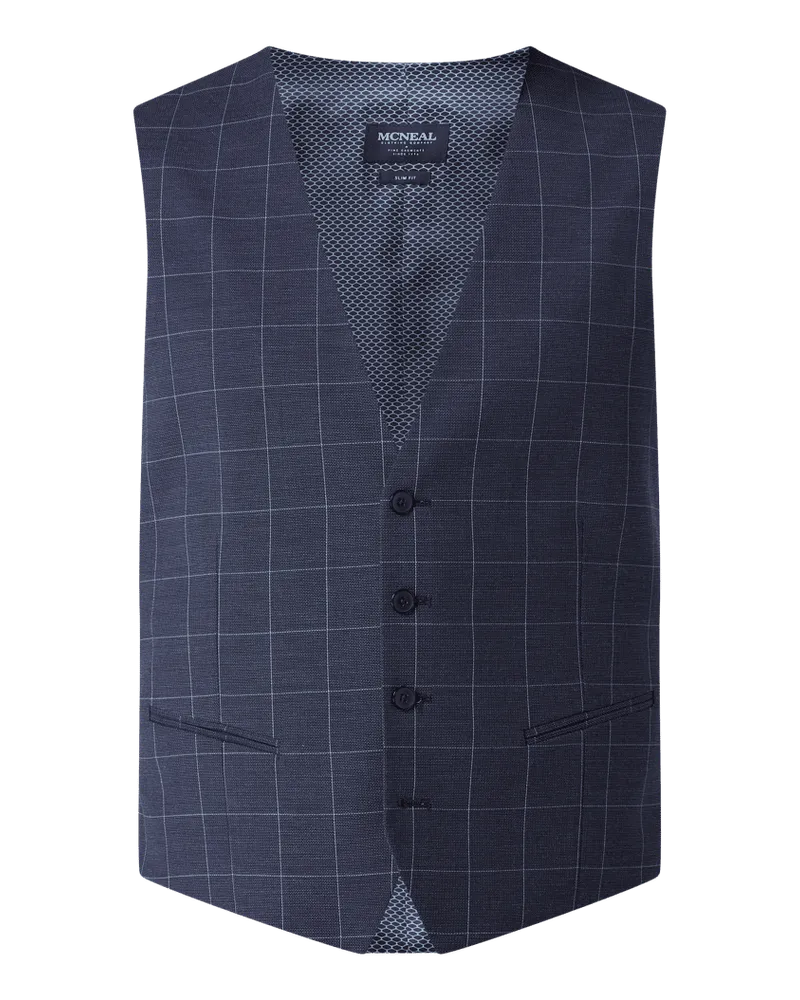 McNeal Slim Fit Weste mit Gitterkaro Marine