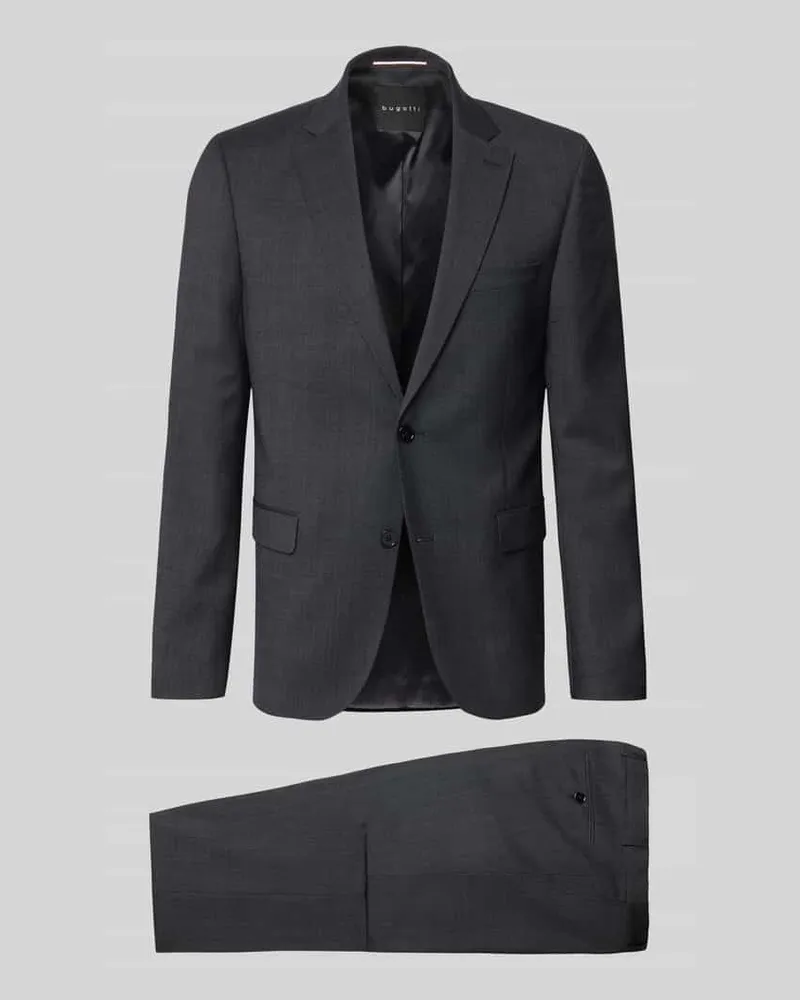 Bugatti Regular Fit Anzug mit 2-Knopf-Sakko Black