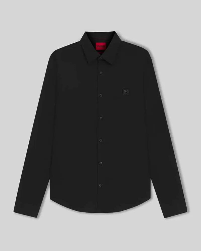 HUGO BOSS Slim Fit Freizeithemd aus Baumwoll-Mix Modell 'ERMO Black
