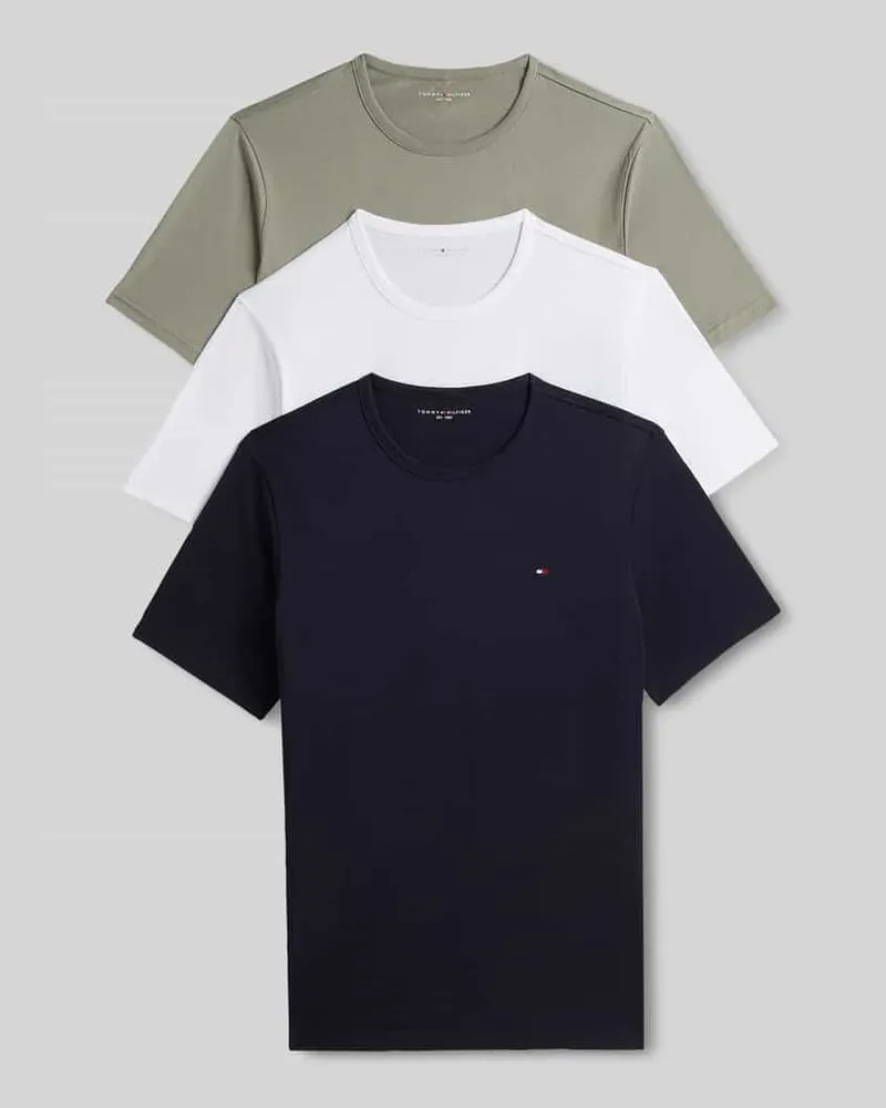Tommy Hilfiger Regular Fit T-Shirt aus reiner Baumwolle im 3er-Set Dunkelblau