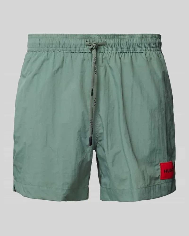 HUGO BOSS Regular Fit Badeshorts mit Label-Badge Modell 'Dominica Khaki