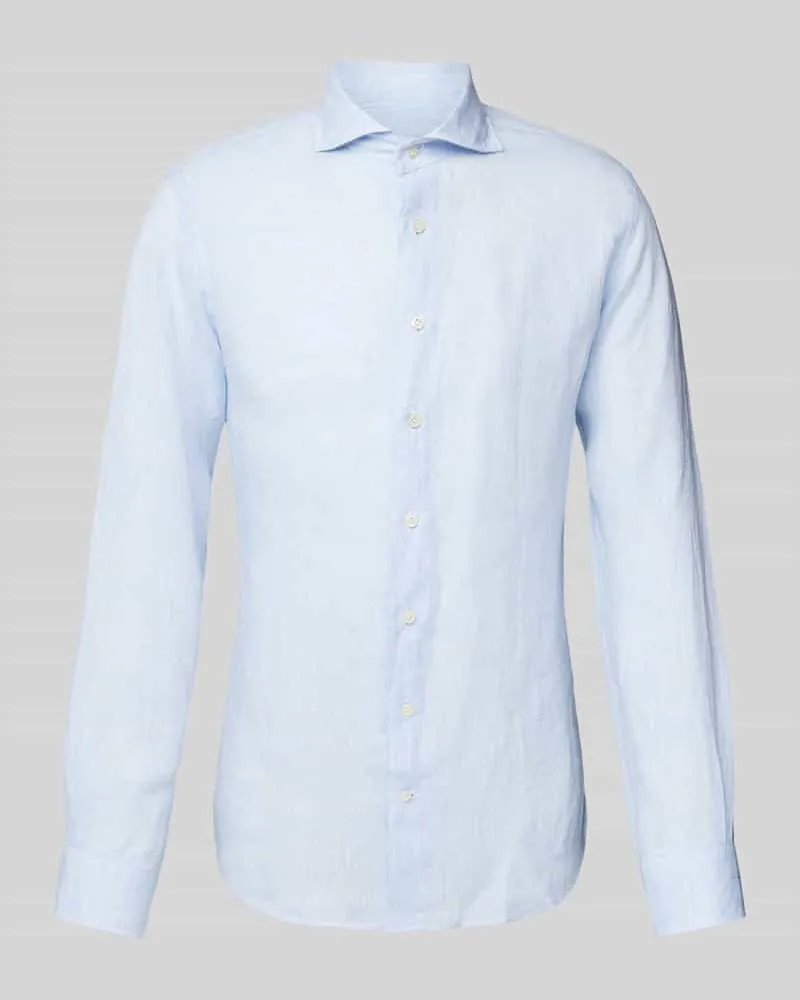 Profuomo Slim Fit Leinenhemd mit Haifischkragen 