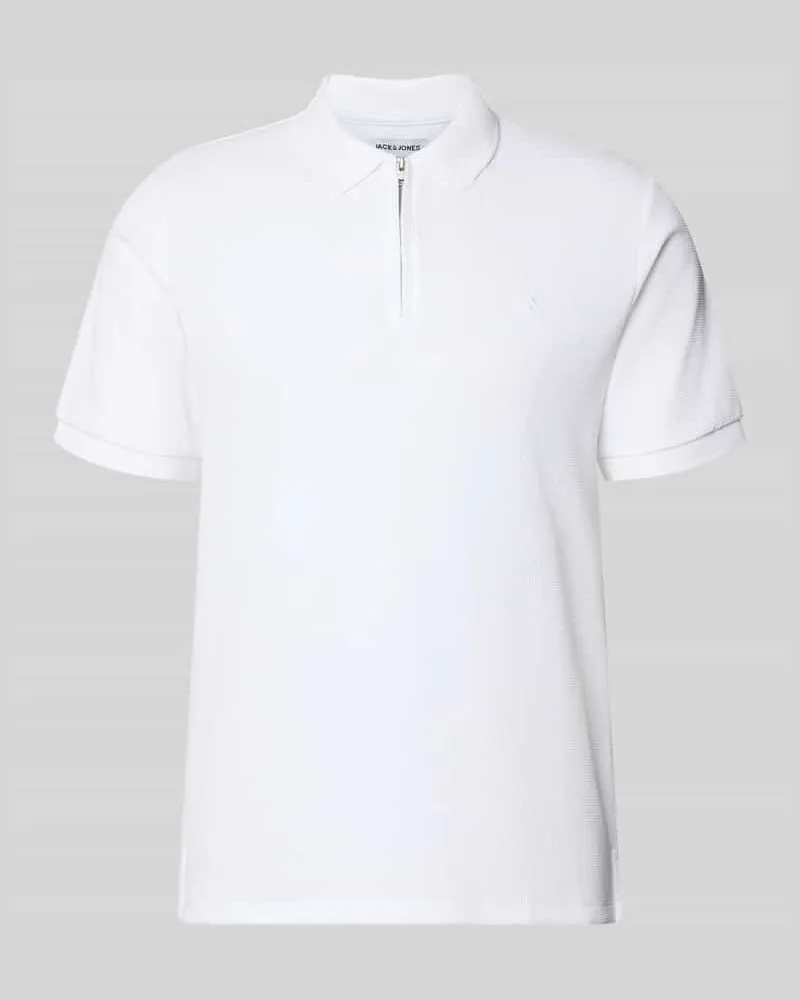 Jack & Jones Regular Fit Poloshirt mit Reißverschluss Modell 'AUSTIN Weiss