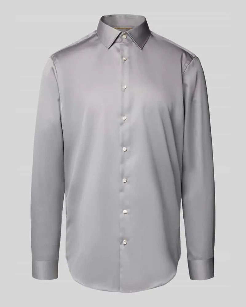 JAKE*S Slim Fit Business-Hemd mit Kentkragen Silber