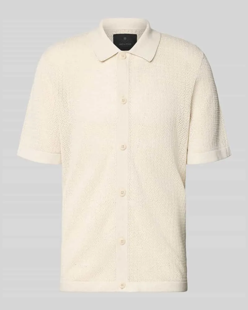 Jack & Jones Regular Fit Freizeithemd in Strick-Optik Modell 'Owen Beige