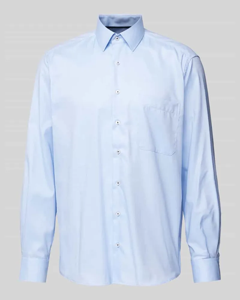 Eterna Comfort Fit Businesshemd in Uni-Struktur Bleu