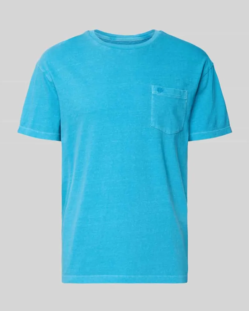 Superdry. T-Shirt aus Baumwoll-Leinen-Mix mit Brusttasche Helltuerkis