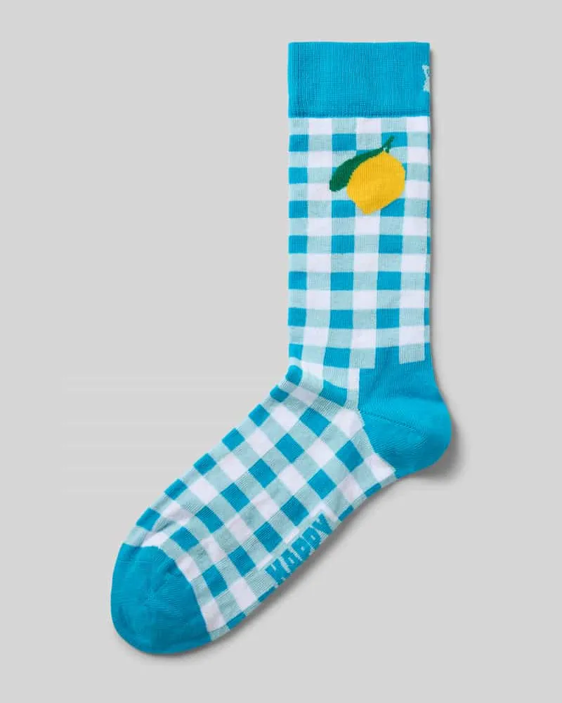Happy Socks Socken mit Label-Print Hellblau