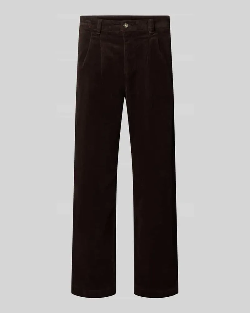 Lindbergh Straight Fit Hose aus Baumwoll-Mix in Cord-Optik Schoko