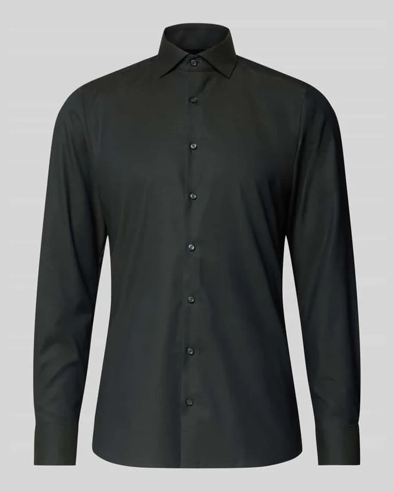 Olymp Slim Fit Businesshemd aus Baumwolle mit Kentkragen Oliv