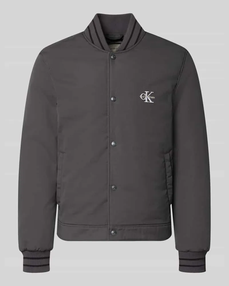 Calvin Klein Relaxed Fit Bomberjacke aus reiner Baumwolle Graphit