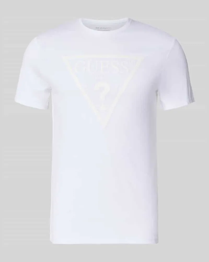 Guess T-Shirt mit Logo und Rundhalsausschnitt Weiss