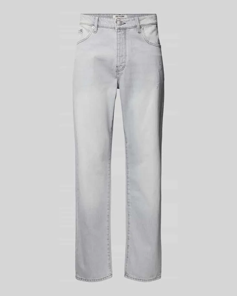 Only & Sons Straight Fit Jeans aus reiner Baumwolle Modell 'EDGE Hellgrau