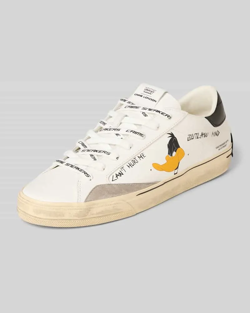 Crime Sneaker mit Motiv-Print Modell 'Distressed Weiss