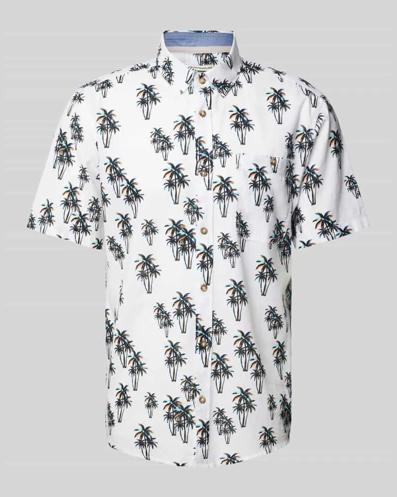 Tom Tailor Regular Fit Freizeithemd aus Leinen-Baumwoll-Mix Weiss