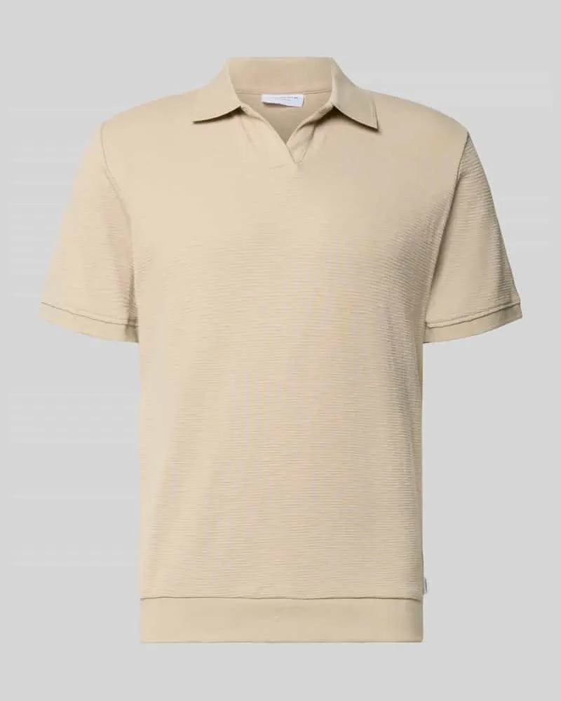 Lindbergh Comfort Fit Poloshirt mit V-Ausschnitt Mud