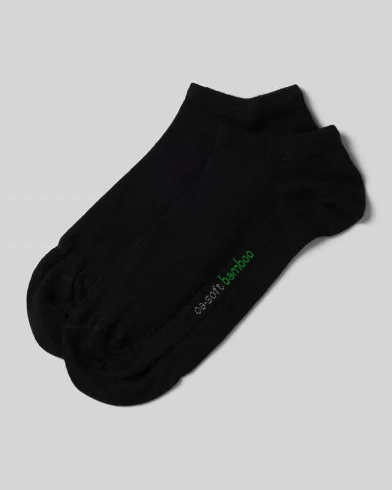 Camano Sneakersocken mit Label-Stitching Modell 'Bamboo' im 2er-Pack 