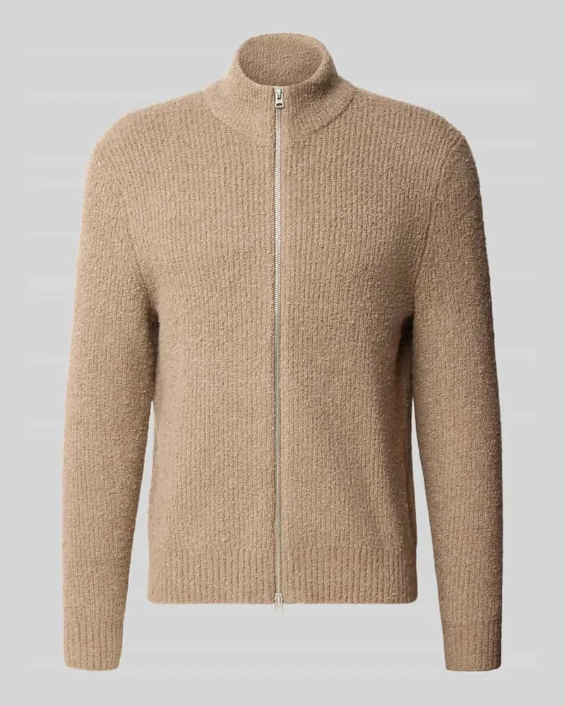 Only & Sons Regular Fit Strickjacke mit Zweiwege Reißverschluss Beige
