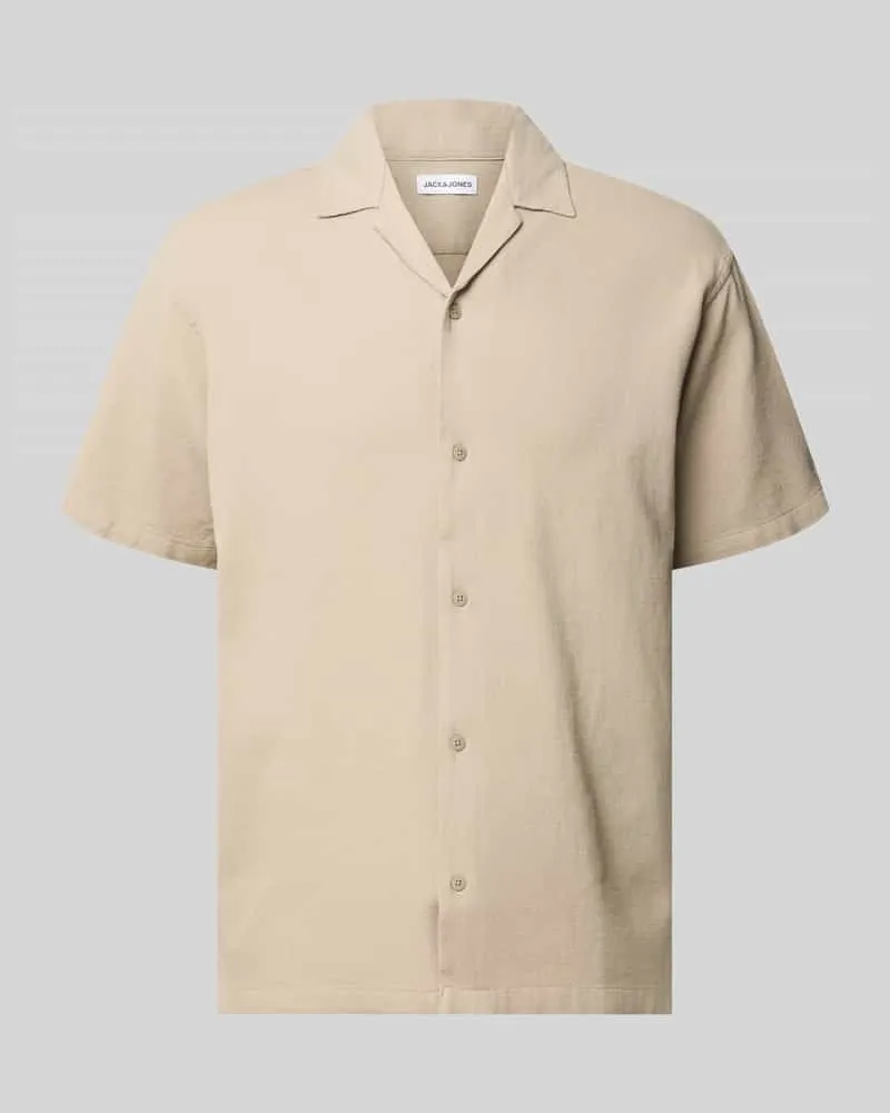 Jack & Jones Regular Fit Freizeithemd mit Strukturmuster Modell 'Global Khaki