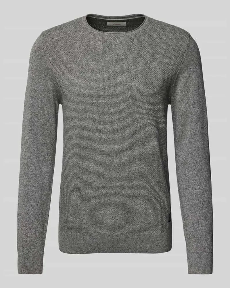 S.Oliver Regular Fit Strickpullover aus reiner Baumwolle mit Strukturmix Anthrazit