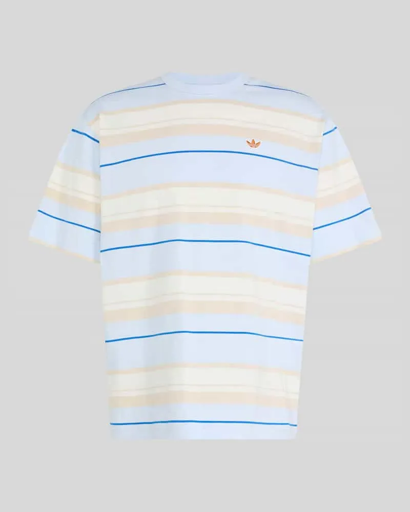 adidas Relaxed Fit T-Shirts aus reiner Baumwolle mit Logo-Stitching Hellblau