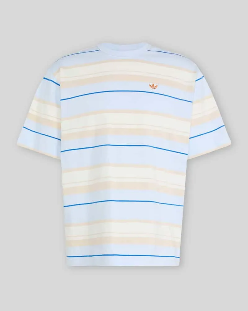 adidas Relaxed Fit T-Shirts aus reiner Baumwolle mit Logo-Stitching Hellblau