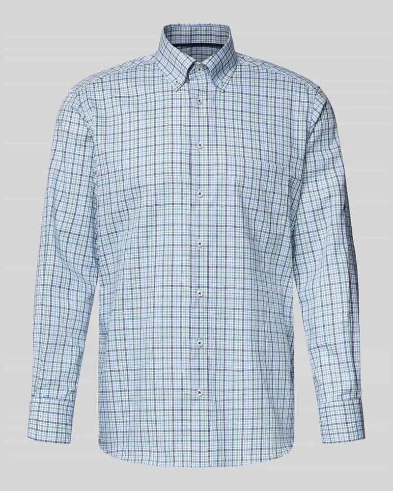 Eterna Regular Fit Business Hemd aus Baumwolle mit Button-Down-Kragen Gruen