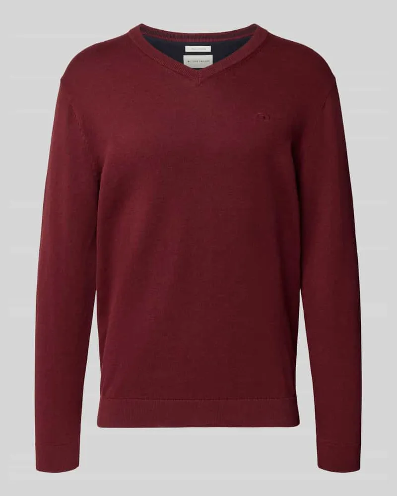 Tom Tailor Regular Fit Strickpullover aus reiner Baumwolle Bordeaux