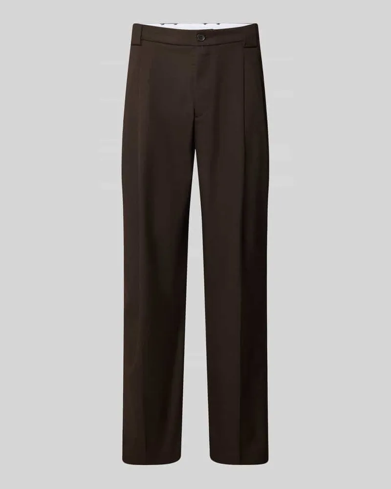 McNeal Straight Fit Stoffhose aus elastischem Viskose-Mix Dunkelbraun