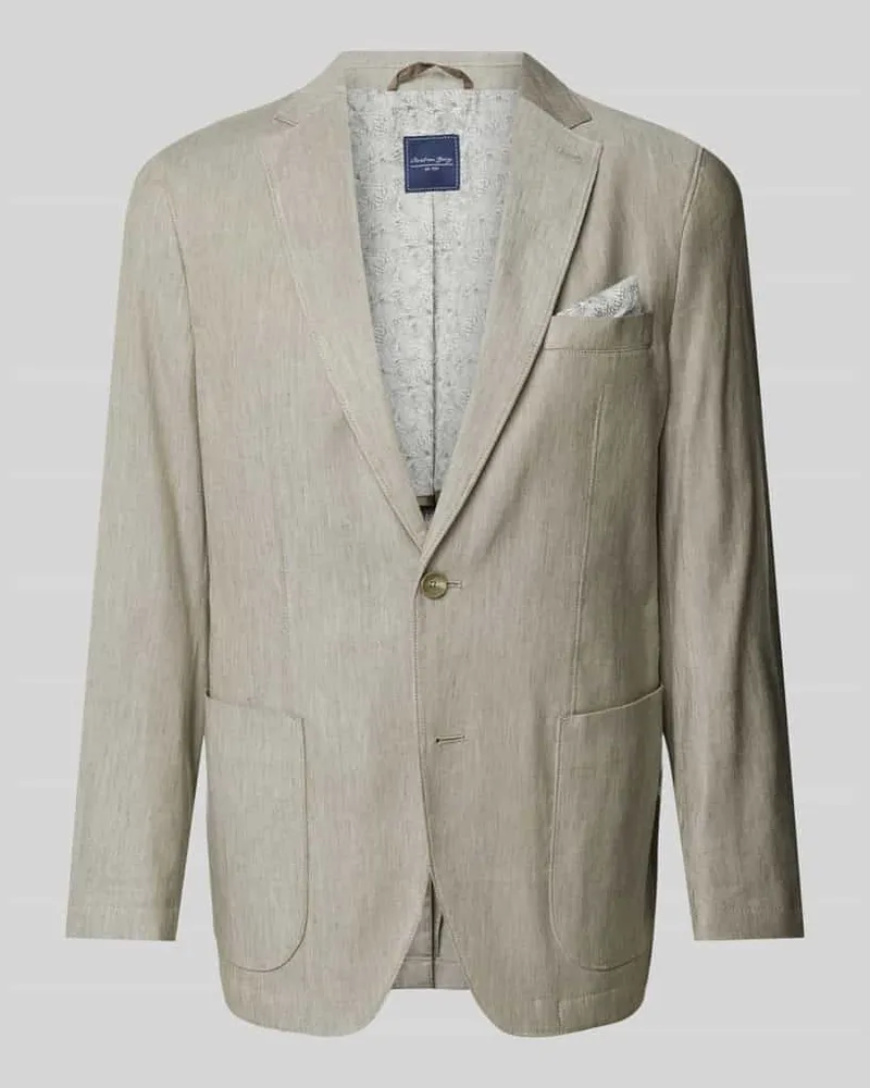 Christian Berg Leinensakko Comfort Fit mit Brustleistentasche Khaki